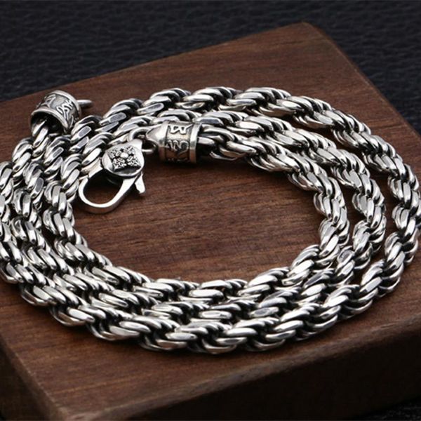 70 cm livraison gratuite En Gros 100% Réel Pur Argent Collier 5.5 MM Épais Chaîne Hommes Cadeau Thai argent long collier