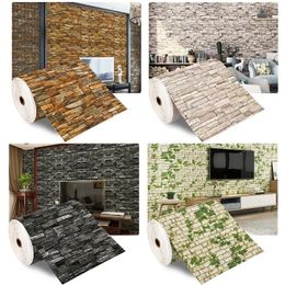 70cm1m 3D Selfadhesive Decor Wallpaper Continuous Imperproof Brick Wall Stickers Living Room Bedroom Old Wall Home Decoration 240514