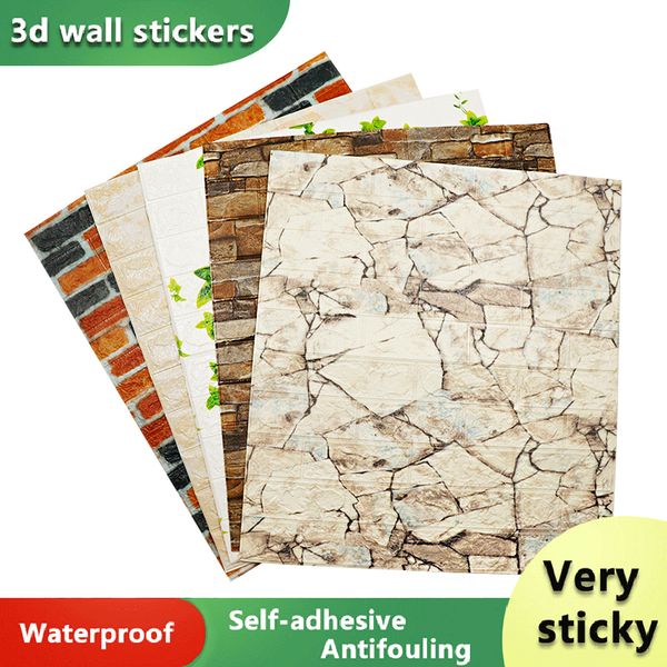 Texture en brique 70cmx77cm Stickers muraux 3D Auto-adhésif Panneau étanche épaissie de papier peint épaississant de salle de bain décoration de salle de bain