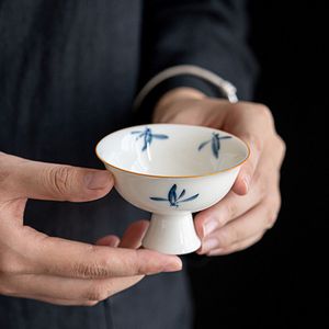 70 ml Purfly à papillon peint à la main Orchidée en céramique Gobelet en porcelaine blanc tasse tasse de thé kung fu célibataire maître tasse de thé Cérémonie