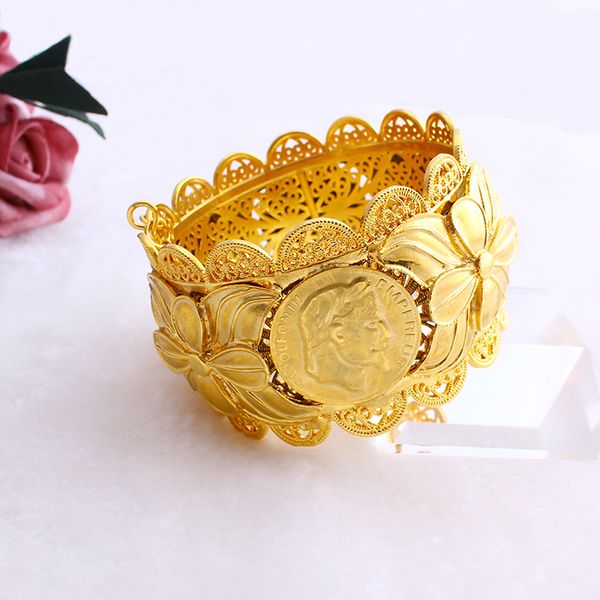 70mm pièce de monnaie éthiopienne mode grand bracelet large couleur or Dubai bijoux en cuivre érythrée Jh marque Bracelet accessoires MX190727