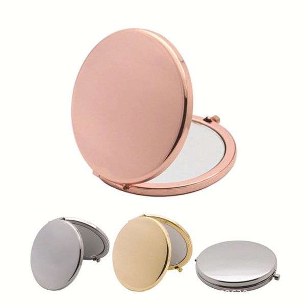 70MM Simple Miroirs De Maquillage En Métal Voyage Portable Double Face Miroirs Pliants Cadeau De Noël Créatif