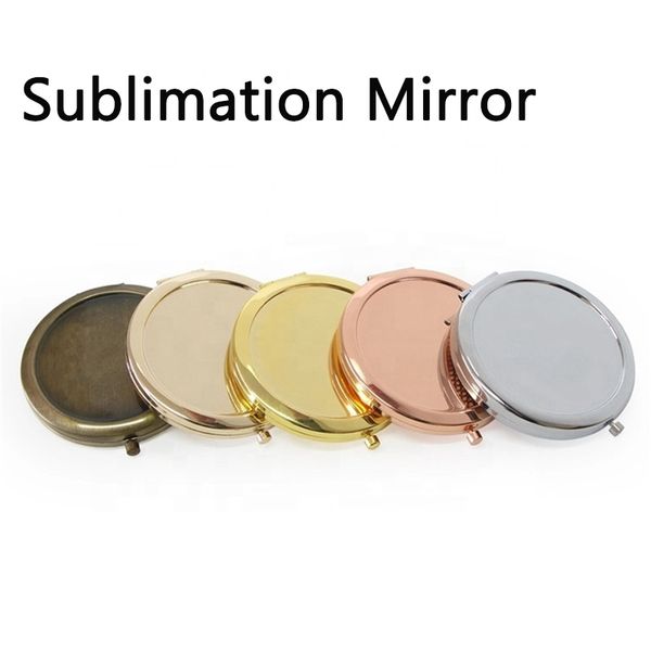 70mm Sublimation maquillage miroirs métal bricolage blanc rond cosmétique miroir avec 1:2 lentille Festival fête cadeau pour petite amie