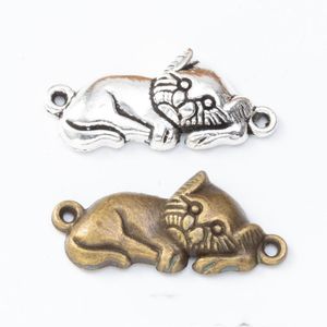 70 stks 29 * 13mm antiek zilver kleur luie katten kat charms vintage hangers voor armband oorbel ketting diy sieraden maken
