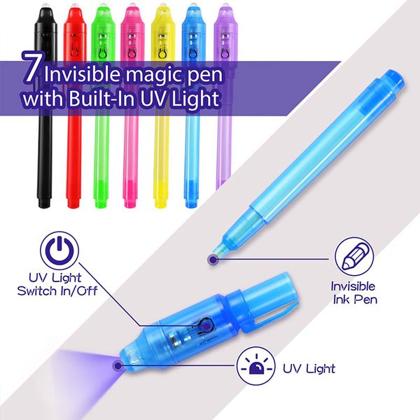 70pcs Invisible Encre stylo avec stylo UV Light Light Invisible Disaring Ink Pen For Secret Message for Kids Christmas