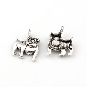 150 stks Antiek Zilver Zinklegering Leuke Bulldog Charms Hangers voor Sieraden Maken Armband Ketting Bevindingen 13x17mm