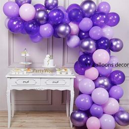 70 piezas de globos morados, kit de arco de guirnalda, globos de cumpleaños para adultos para decoración de fondo de fiesta de boda, suministros para Baby Shower T20062170u
