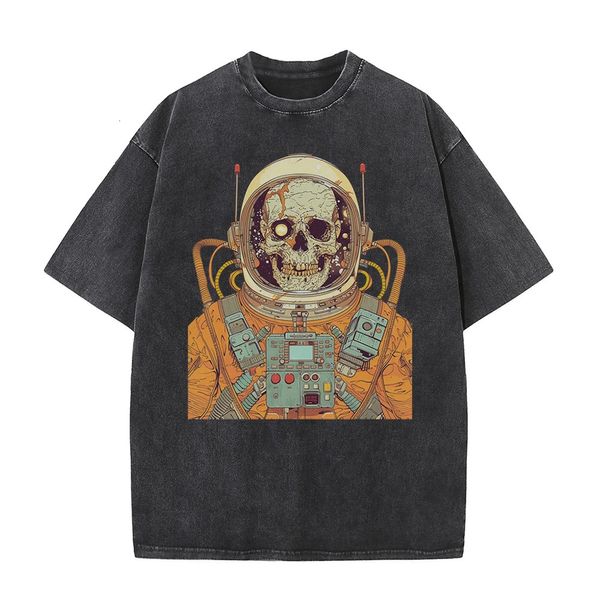 T-shirts graphiques du crâne d'astronaute des années 70