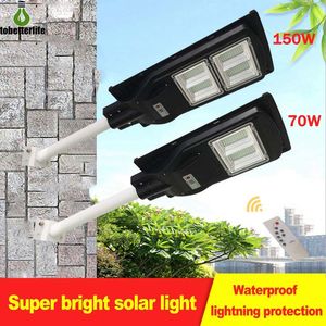 70W 150 W LED Street Lamp IP65 Waterdichte Outdoor Solar Street Light Wall Timer Lamp Radar Sensing Afstandsbediening Licht met Pool