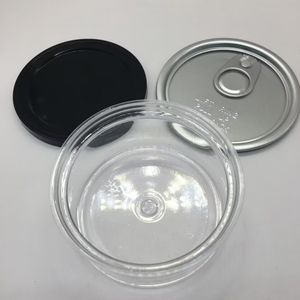 Boîte en plastique PET vide élégant emballage en aluminium mince OEM 30G 50G 100G pot transparent bouteille de récipient d'herbe alimentaire personnalisation disponible