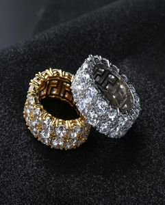 712 anneaux en or couleurs argentés micro pavé 2 anneaux de tennis en ligne zircon hanche de doigt hop pour hommes femmes7774266