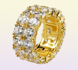 712 NOUVEAU GOL SIRGE COLLAD PLACED MICRO PAVED 2 ROW ROW ROWS Zircon Hip Hop Dinger Rings for Men Women4509806
