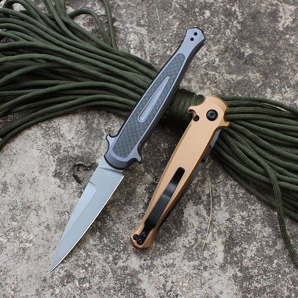 7150 Knife Folding Blade Pocket Knife Quick-Tech Carbon Fiber Handle Auto Tactical Tools for Men Gife