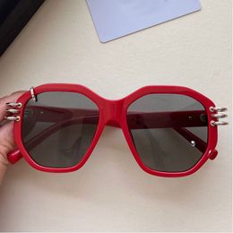 7176S Womens Zonnebril Mode Winkelen Party Bril Ovaal Rood Frame Designer Metal Kleine Cirkel Topkwaliteit met originele doos