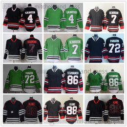 72 Artemi Panarin Movie Hockey Jerseys 86 Teuvo Teravainen 88 Patrick Kane 4 Nikals Hjalmarsson Black Green Jersey