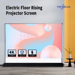 72 inch wit projectiescherm 16: 9 draagbare vloer stijgende pull-up scherm elektrisch tabbladgespannde vloer stijgend projectorscherm