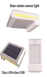 72 Capteur de mouvement de lampe solaire à LED pour décoration de jardin Cob Solar Power Light extérieur étanche extérieure de sécurité Mur de sécurité 3382364