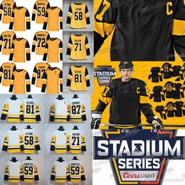 72 Patric Hornqvist 59 Jake Guentzel 2019 Stadium Series Kris Letang Evgeni Malkin Sidney Crosby Maillots de hockey sur glace