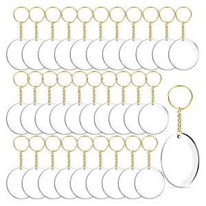 72 pièces de porte-clés en acrylique vierges transparents avec anneaux de porte-clés avec trou pour projets de bricolage et artisanat H0915