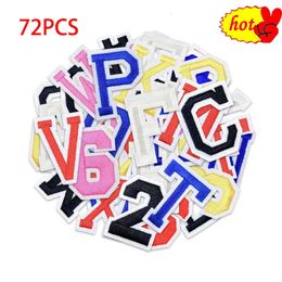 72/pcs/lot lettres patchs Alphabet adhésifs Ropa Parches broderie rouge or bleu noir blanc rose chiffre fer sur coudre vêtements