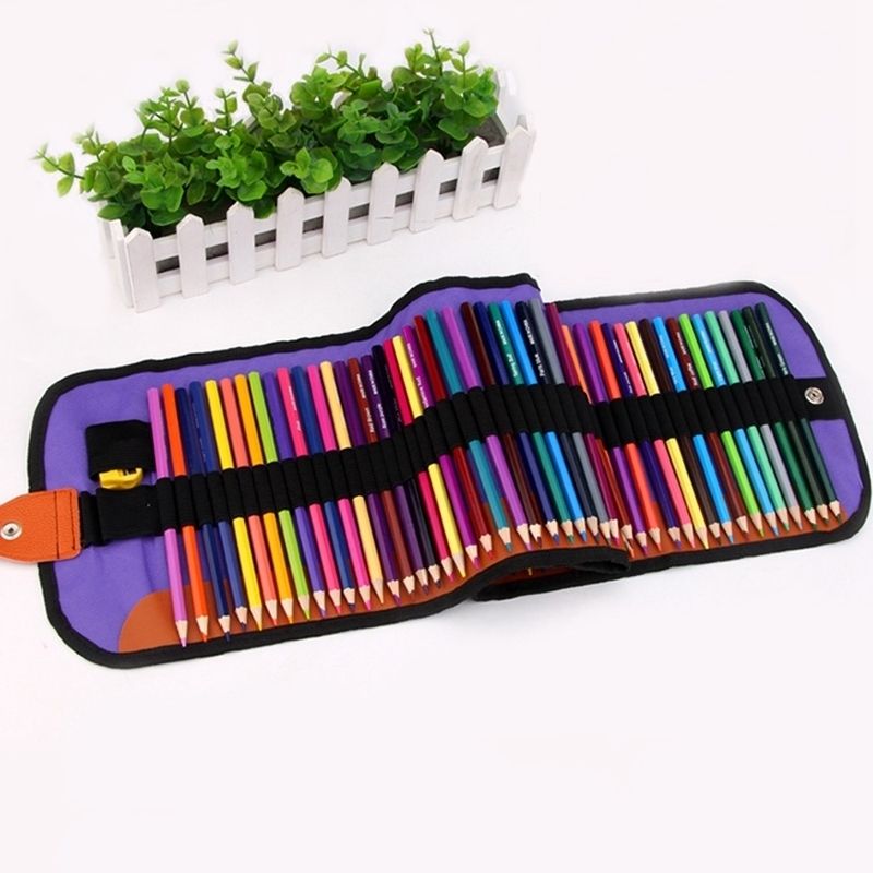 GORGECRAFT Trousse à Enrouler en Toile à 36 Emplacement pour Crayons Pochette à Enrouler pour Stylos Colorés Sac de Rangement pour Pinceaux Crayons à Charbon Pochette à Rouler Peintre et Artiste Noir