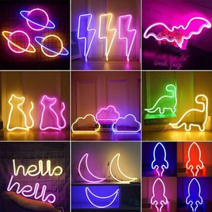 72 Styles LED Neon Light Bonjour Mur Art Signe Chambre Décoration Arc-En-Suspendue Lampe De Nuit Fête À La Maison Décor De Noël Cadeau HKD230825