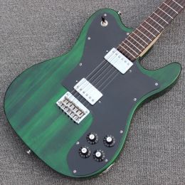 72 Deluxe Thin line Guitarra eléctrica verde Tremolo Tailpiece, pastillas Humbucker, golpeador negro, puente de cuerda a través del cuerpo
