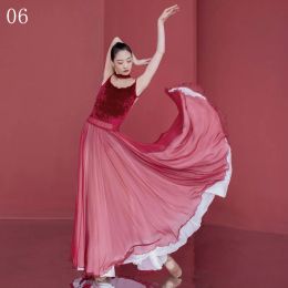 720 degrés Femmes Jupe de danse classique fée élégante grande jupe swirt costume de danse de danse de scène Performance pratiques jupes longues