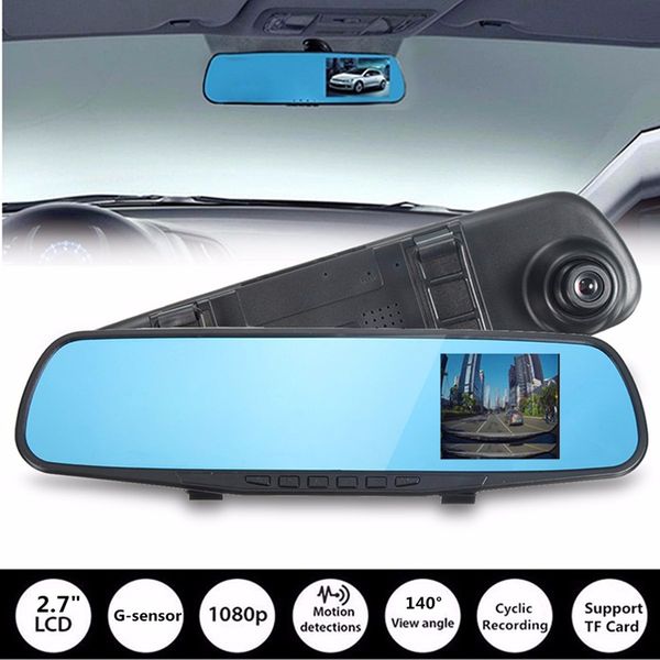 Livraison gratuite 720P 2.7 pouces voiture DVR caméra demi HD Dash Cam Crash vision nocturne rétroviseur DVR G-sensor enregistreur vidéo Dash Cam