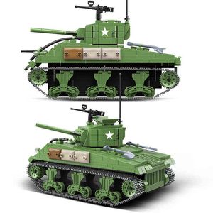 726 pièces US militaire Sherman M4A1 réservoir blocs de construction ville Police WW2 réservoir soldat arme armée briques enfants jouets Y1130
