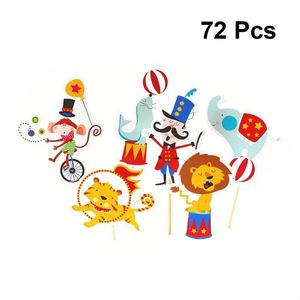 72pcs Cartoon Cake Decor Circus Animal Tiger Dolphin Cupcake Topper Baby Shower Favors Party Decorations Supplies Y200618