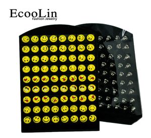 72pcs Vente chaude émoticône Resin Modèle Boucles d'oreilles en acier inoxydable pour femmes hommes bijoux ensembles de livraison gratuite RL0834217414