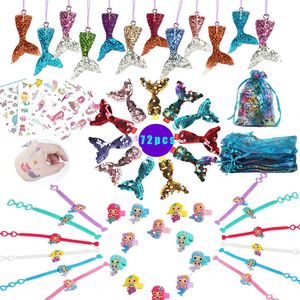 72PCS Mermaid Party Gunstbenodigdheden Verjaardag Mermaid Themed Parties Geschenken Kit Gasten / Meisjes The Little Mermaid Party Decorations SH190923