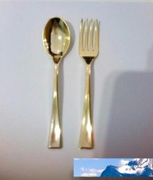 72PCS Plastic Disposable Gold Lepels en 72 stks Mini Gold Forks Fit voor Party Dessert Coffe Cake Event