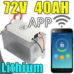 72v 40ah batterie au lithium app télécommande Bluetooth vélo électrique batterie à énergie solaire pack scooter ebike 3000w