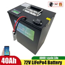 Batería LiFePo4 de litio y hierro de 72V y 40Ah, aplicación Bluetooth BMS para patinete, motocicleta, carretilla elevadora, grúa y camión de 3000W