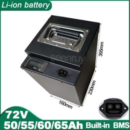 Batterie Li ion 72V, 50ah, 55ah, 60ah, 65ah, avec chargeur, 2 + 6 prises, batterie au Lithium polymère, pour vélo, moto, Scooter électrique 5000W