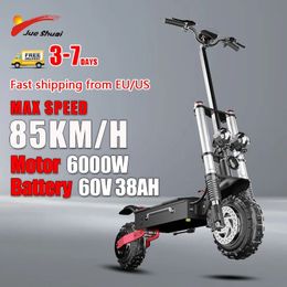 72V 6000W Dual Motor Escooter 85kmH 11 Offroad Tyre 60V 38Ah 100 km krachtige elektrische kick scooter voor volwassenen vouwen 240306