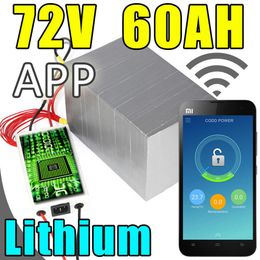 72v 60ah batterie au lithium app télécommande Bluetooth vélo électrique batterie à énergie solaire pack scooter ebike 4000w
