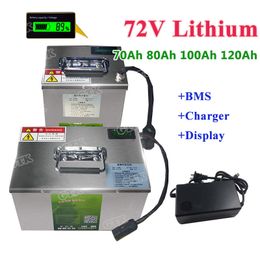 72 V 70ah 80ah 100ah 120ah Lithium li ion batterij en elektrische hoeveelheid display voor toeristische elektrische auto's vierwieler met 10A Oplader