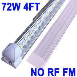 Luz LED para tienda de 72 W, 4 pies, 72000 lm, 6500 K, luz blanca superbrillante, lámpara de techo conectable, NO-RF RM en forma de V, tubo de luz LED T8 integrado, banco de trabajo, gabinete, granero crestech