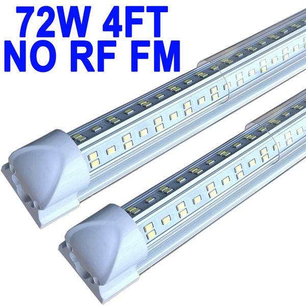 Luz LED para tienda de 72 W, 4 pies, 72000 lm, 6500 K, luz blanca superbrillante, lámpara de techo conectable, tubo de luz LED T8 integrado en forma de V NO-RF RM para gabinete de banco de trabajo crestech