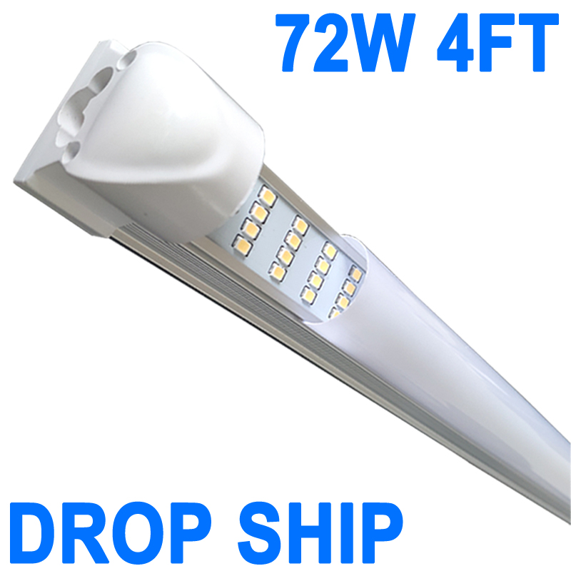 72W 4ft LED dükkan ışığı, 72000lm 6500K Süper Parlak Beyaz, Bağlanabilir Tavan Işık Fikstürü, 4 Satır Entegre T8 LED Tüp Işığı Çalışma Tezgahı (25 Pack) Crestech