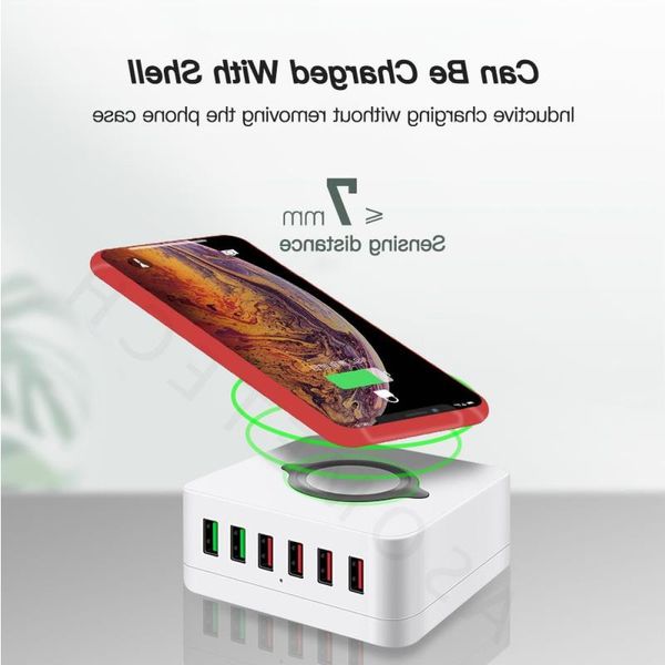 FreeShipping72W 6 ports Charge rapide 30 USB chargeur adaptateur chargeur sans fil station de charge chargeur de téléphone pour iPhone Samsung Huawei X Ouhu