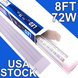 72W 8FT LED-winkellamp, 7200lm 6500K superhelder wit, koppelbaar plafondlamparmatuur, V-vorm geïntegreerd T8 LED-buislicht voor werkbanken Kasten usastock