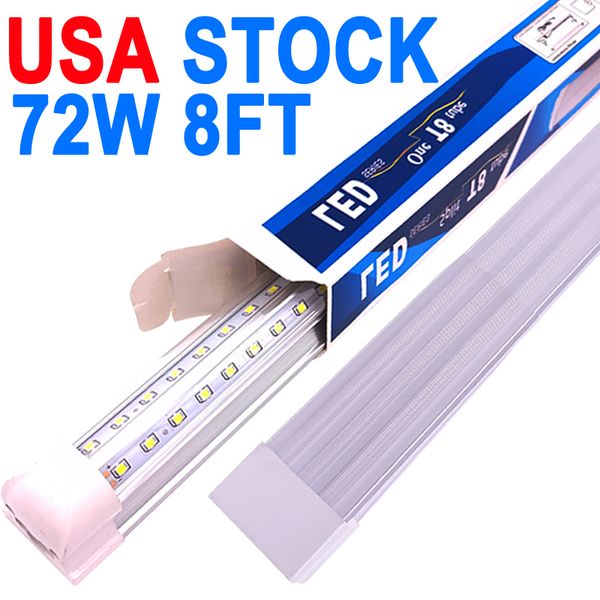 Luz LED para tienda de 72 W, 8 pies, 7200 lm, 6500 K, blanco superbrillante, lámpara de techo conectable, tubo de luz LED T8 integrado en forma de V para gabinetes de banco de trabajo, granero crestech