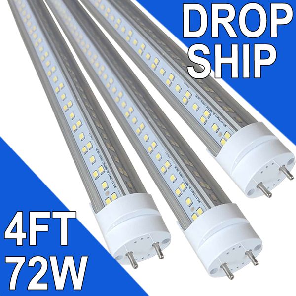 Tube LED G13 T8 72 W 4 pieds (équivalent à 45,8 pouces), remplacement d'ampoules fluorescentes, blanc 6500K, lampe d'atelier G13 à deux broches T12 LED de remplacement 4 pieds établi usastock