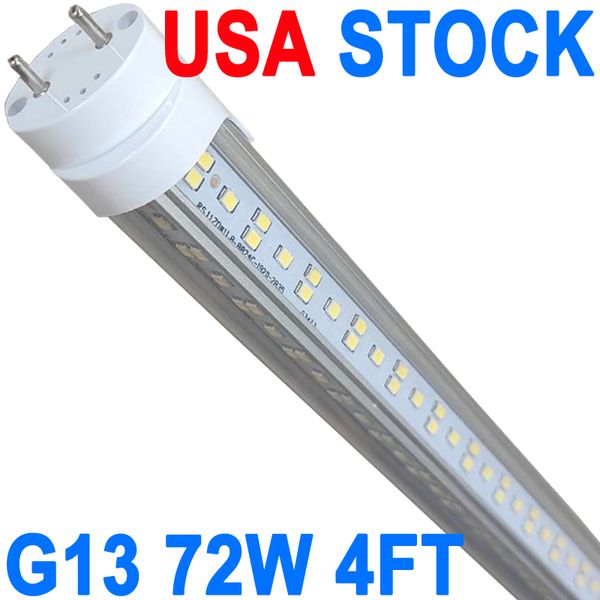 Tube LED G13 T8 72 W 4 pieds (équivalent à 45,8 pouces), ampoules fluorescentes de remplacement, blanc 6500 K, lampe d'atelier G13 à deux broches T12 LED de remplacement 4 pieds pour établi de grange crestech