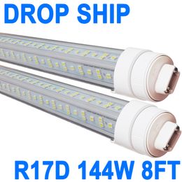 Tube LED T8 72 W de 8 pieds, remplacement d'ampoules fluorescentes R17d HO, blanc 6500K, alimentation à double extrémité, 96 pouces en forme de V, atelier garage crestech