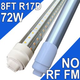 Tube LED T8 72 W de 2,4 m, ampoules fluorescentes R17d HO de remplacement, blanc froid 6 500 K, couvercle transparent, alimentation double extrémité, dérivation de ballast AC 90-277 V usastock